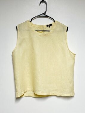 NWOT Quince 100% European Linen Soft Yellow Tank Sz L